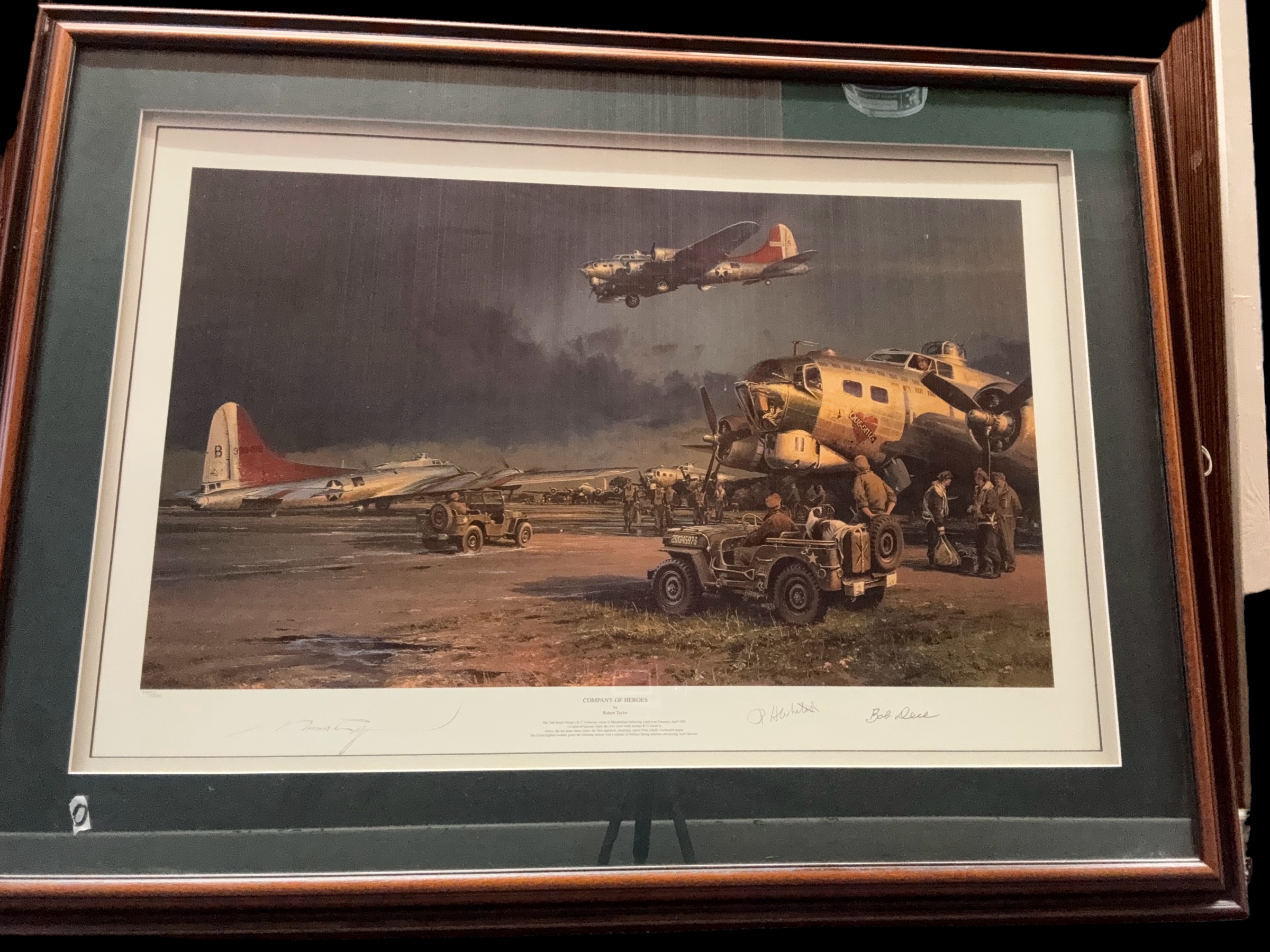 Company of Heroes WWII multi signed print 38x29 inch mounted and framed print limited edition 489/