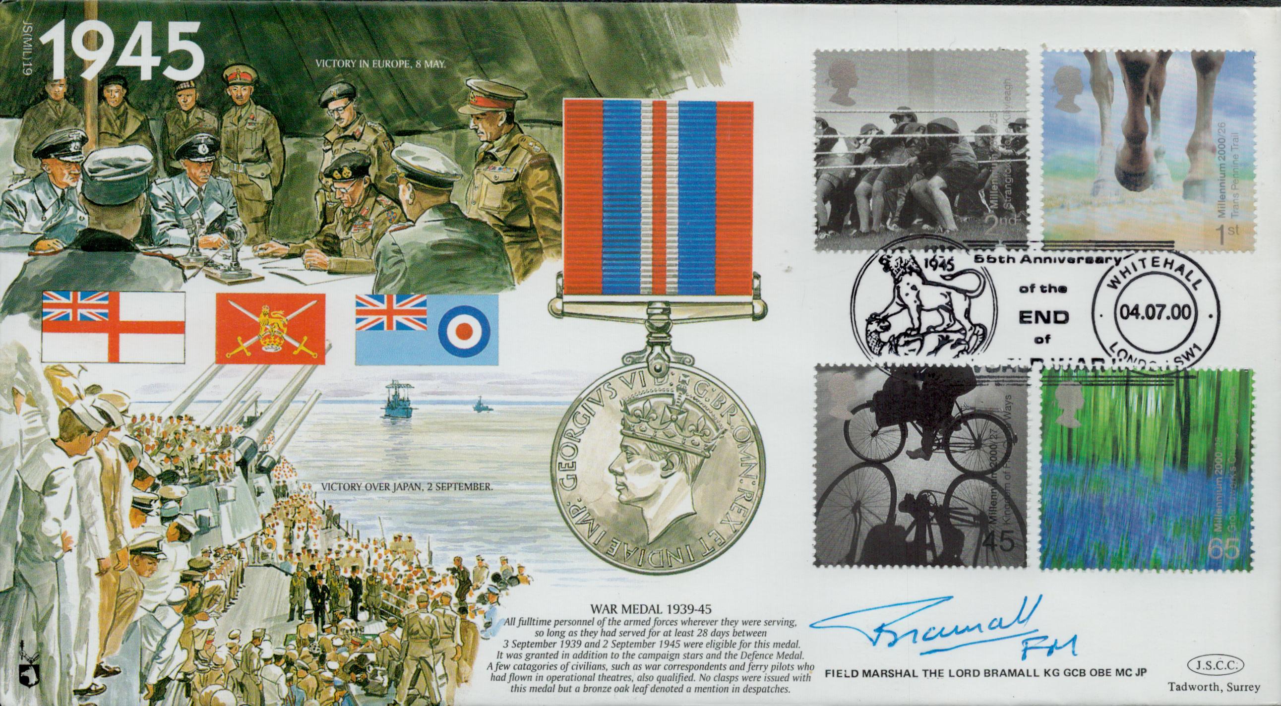 WWII Field Marshall The Lord Bramall KG GCB OBE MC JP signed Great War 1945 commemorative FDC (JS(