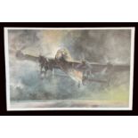 WW2 Colour Print Titled Lancaster Lift - Off by Jeremy Mallard. Limited Edition 174 of 450. Water