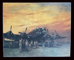 WW2 Colour Print Titled The Last Halifax From the Original Oil Painting by Terence Cuneo R.G.I