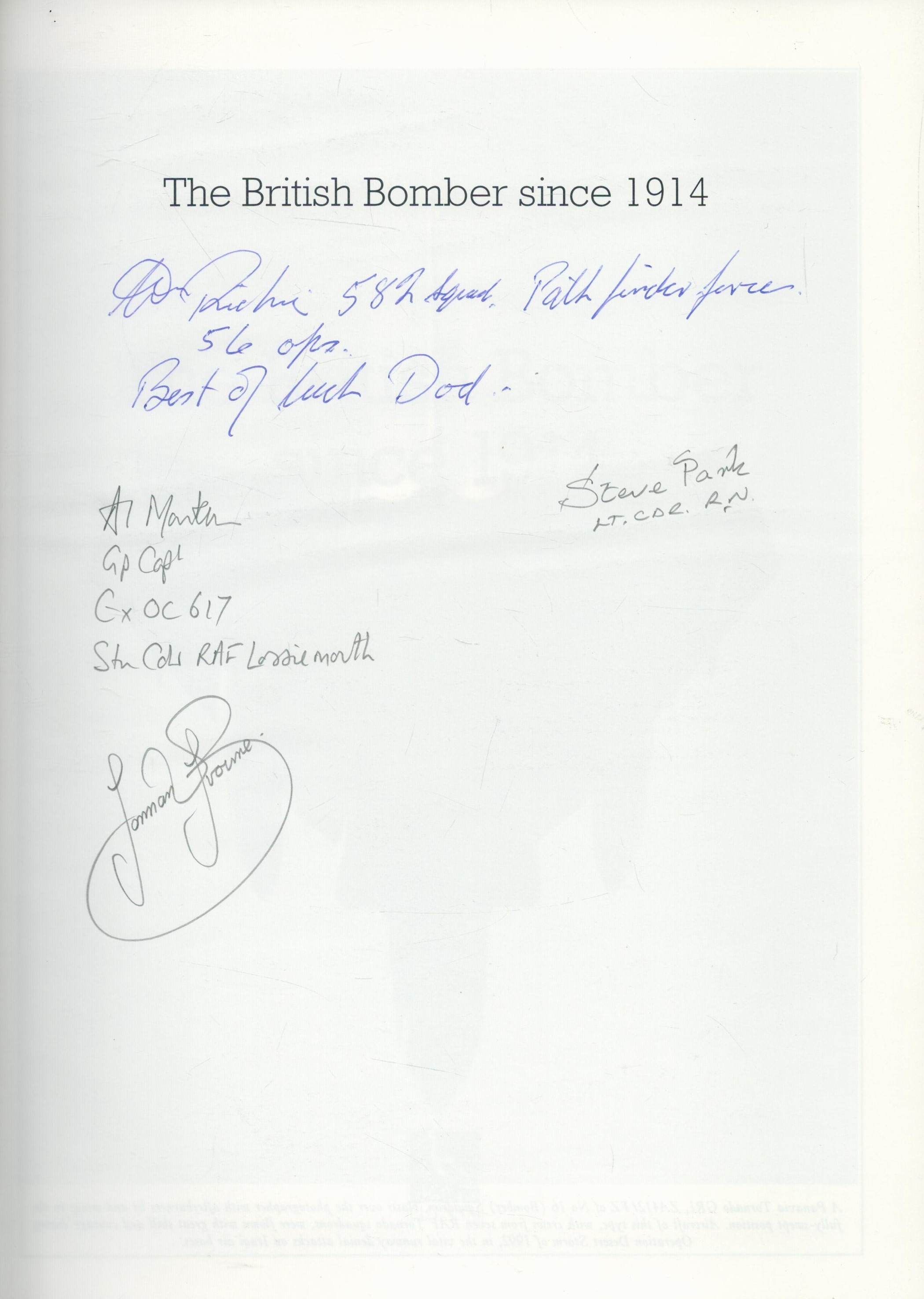 British Bomber Since 1914 by Francis K Mason, First Edition, Signed by 4 Veterans. Hardcover. Good - Image 2 of 4