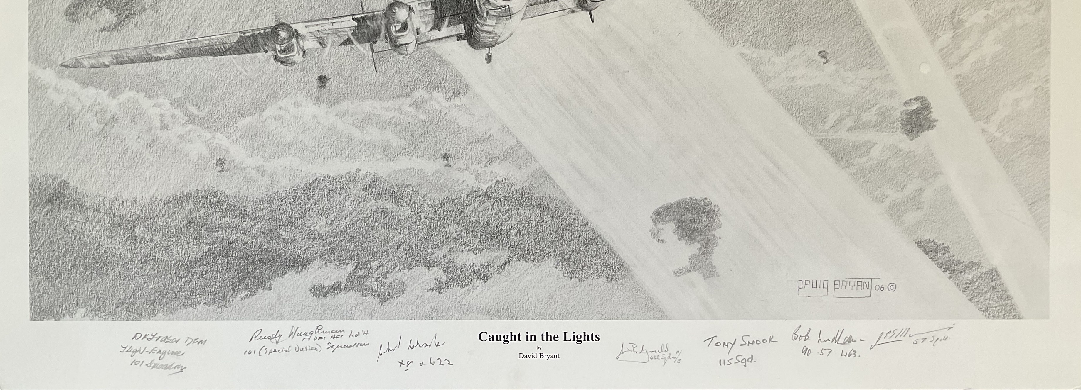 WW2 7 Signed David Bryant Print Titled Caught In The Light Black and White Print. Signed in Pencil - Image 2 of 2