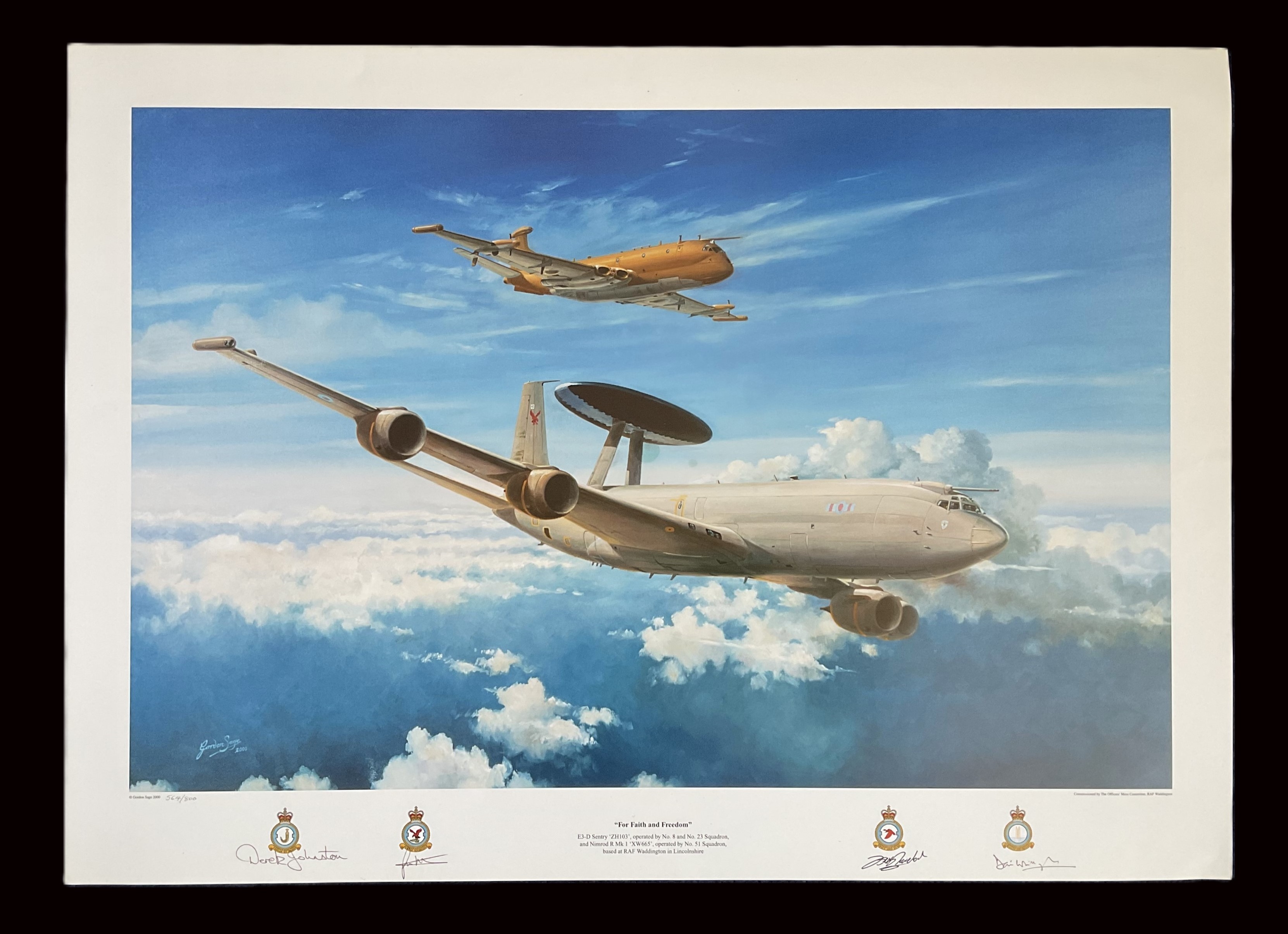 WW2 Colour Print Titled For Faith and FreedomE3-D Sentry by Gordan Sage. E3-D Sentry (operated by