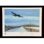 WW2 Colour Print Titled Home on Three by Lee Hellwing. Limited 12 of 250. Signed in Pencil by Lee