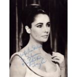 Elizabeth Taylor signed 10x8inch black and white photo. Obtained in person by American embassy staff