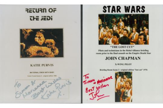 TV/FILM Collection of 2 signed colour photos 10x8 Inch, Signatures such as John Chapman 'Star Wars'.