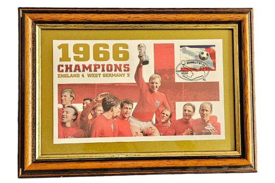 1966 World Cup Champions Benham FDC framed. Stamp and postmarked 21st May 2002. 11x8 inch approx