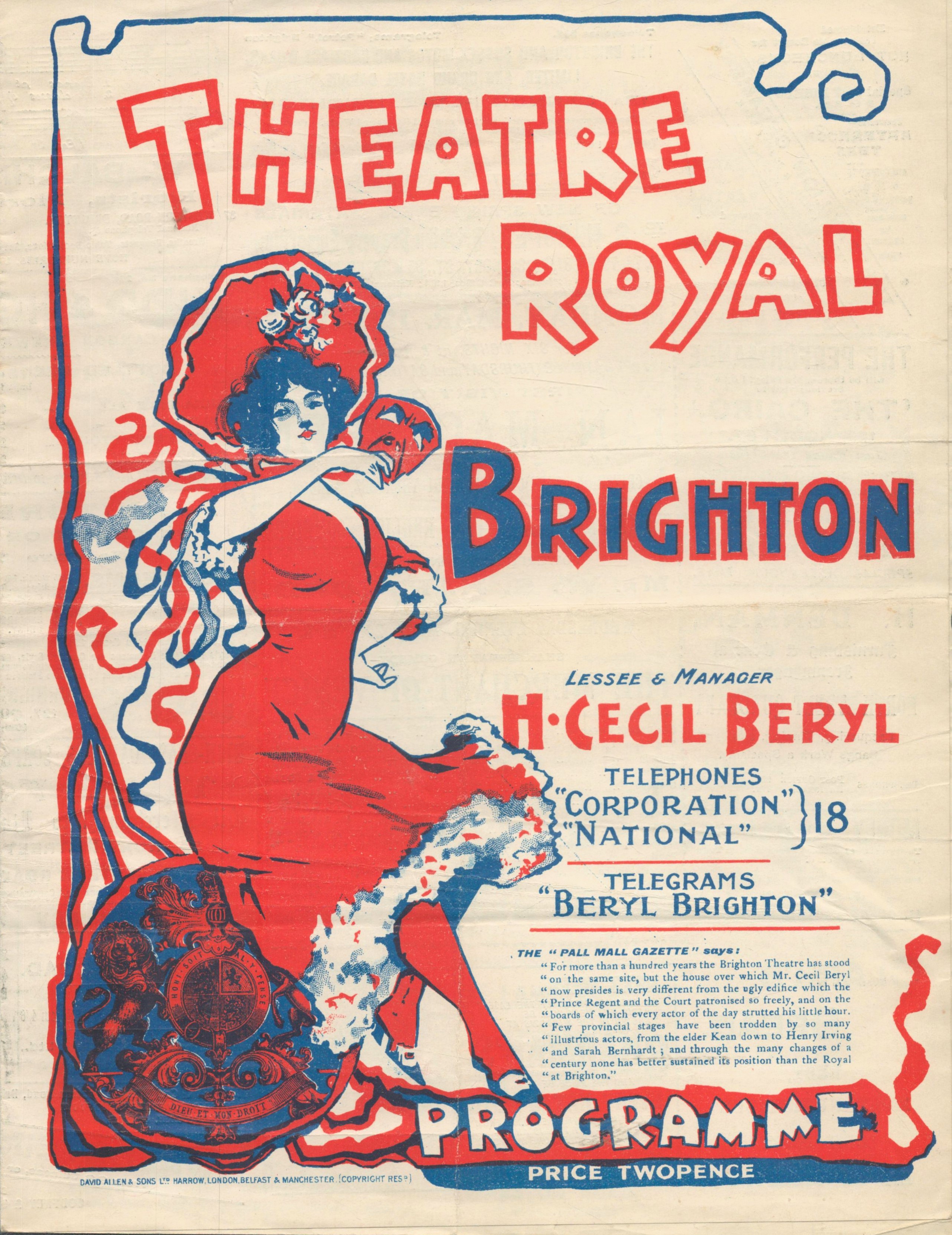 Theatre Royal, Brighton, programme. Monday, March 18th, 1907. 8 ½"x11". First visit of Mr Ian