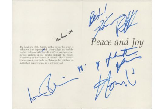 Actors and Boxing - A Christmas card, 8.5x6.5 inches (open), with five signatures: Muhammad Ali,