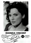 Rhonda Vincent signed 10x12 inch appx headshot black and white photo. Good condition Est.