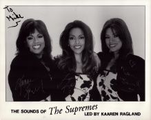 The Sounds of the Supremes signed 10x8inch black and white photo. Signed by all 3. dedicated. Good