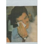 Alain Delon signed newspaper cut out colour pictured affixed onto A4 Sheet, Was a French actor, film