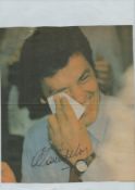 Alain Delon signed newspaper cut out colour pictured affixed onto A4 Sheet, Was a French actor, film