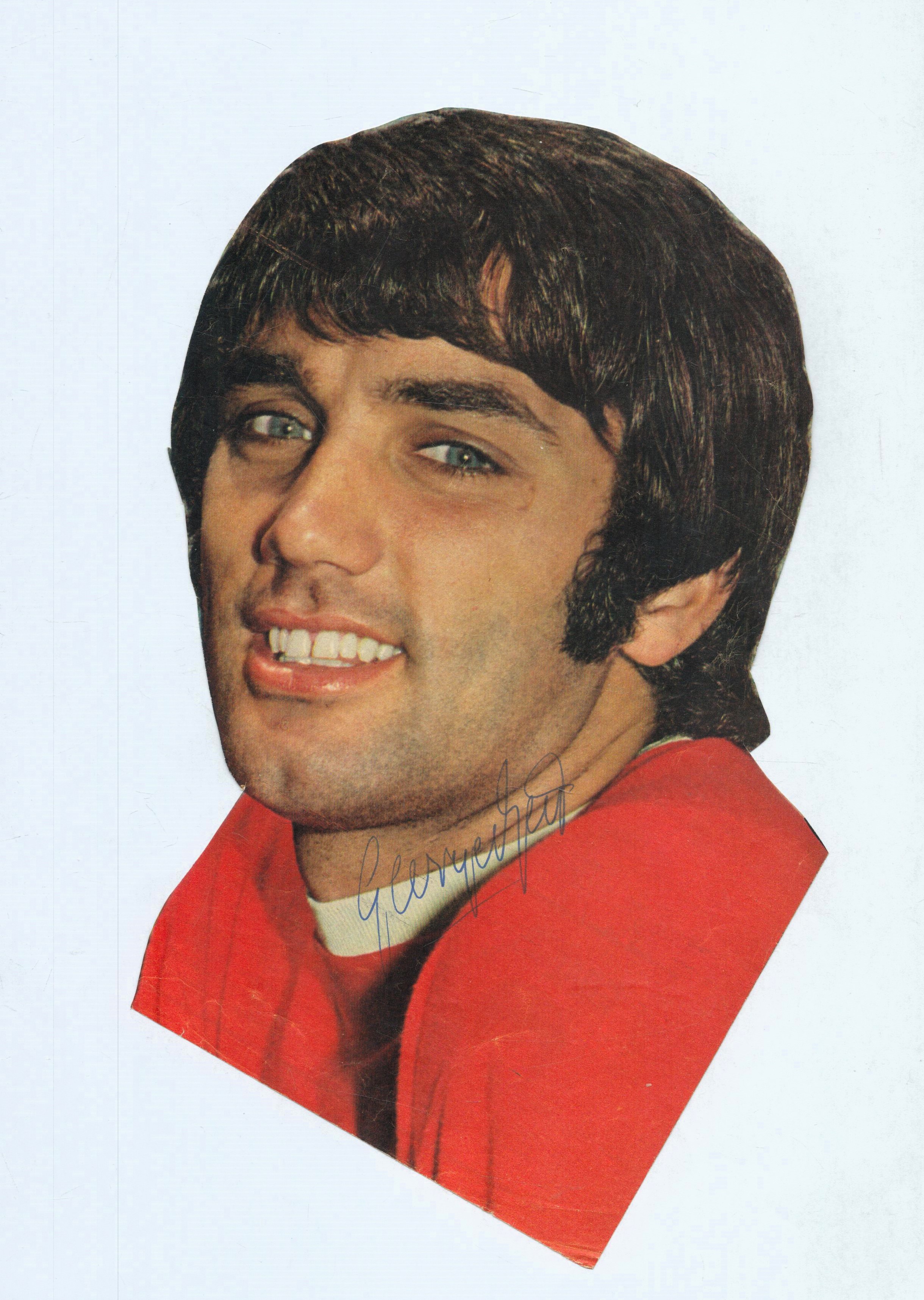 George Best signed colour magazine photo cut out. Good condition. All autographs come with a