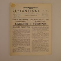 1 x Leytonstone 1946-47 Isthmian League Season football programme, Vs Tufnell Park Oct 5 1946, in