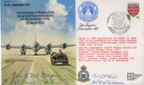 US aces. B29 bomber cover signed by four aces, including Joe Rogers, Bill Becker and Colonel Weaver.