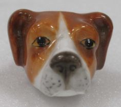 Royal Worcester ceramic whistle in the form of a hound, puce mark to base, approx 2 x 2.5 x 5cm