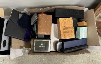 A large collection of empty jewellery, silver and watch boxes and cases