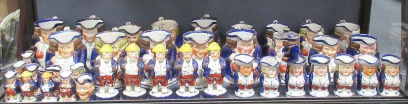 Large collection of 19th century Allerton Toby jugs of various sizes. Approx 40.