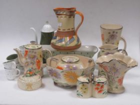 A Susie Cooper polka dot green coffee service and a quantity of 1920/30's jugs, plates, cake