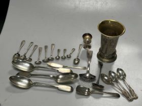 A small collection of silverware, mainly flatware, 439g (14ozt) gross, together with a continental