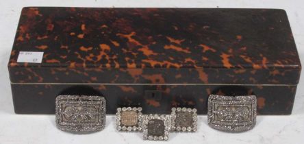 A tortoiseshell jewellery box, 28 x 10 cm Please find additional photographs for condition, the bone