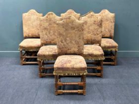 Six Flemish style upholstered oak dining chairs (6)