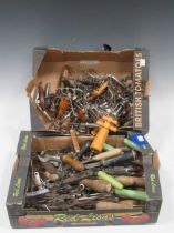 A box of bygone corkscrews, can openers and other similar hand implements please find additional