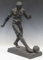 An early 20th century French spelter footballing sculpture, Crotte & Julian Cannes label to the