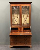 A mahogany astragal glazed bureau bookcase, 235 x 119 x 54cm