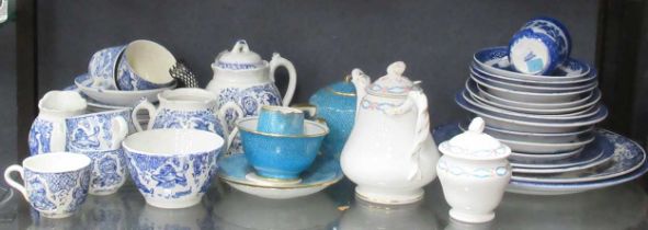 A mixed lot of mainly 19th century blue and white ware from Allerton factory. To include "England