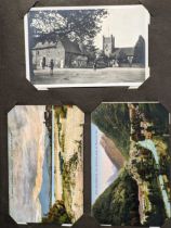 Postcard album with about 250 cards, including a few loose, many being UK topographical including