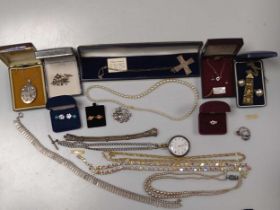 A collection of costume and silver jewellery, together with a hallmarked 9ct gold ring, a hallmarked