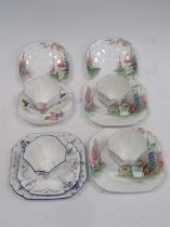 A group of three Shelley Queen Anne trios,