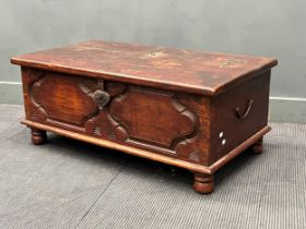 A teak chest with hinged lid, 46 x 110 x 61cm