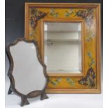 A painted frame mirror and a chinoiserie decorated easel mirror (2)