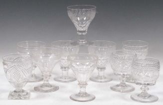 A collection of ten glass rummers, 19th century and later,