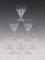 Set of seven 19th century wine glasses and one similar