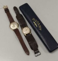 Eloga, Berne - A 9ct gold wristwatch, along with a 9ct gold Rotary wristwatch (2)