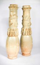 A pair of Chinese Qingbai glazed funerary vases, Southern Song Dynasty/Yuan,