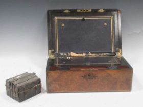 A Victorian walnut writing slope 17 x 14 x 26cm and another antique box ( both A/F) (2)