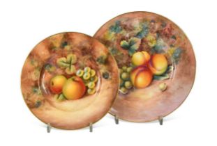 Two Royal Worcester fruit painted plates,