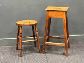 An East Anglian Stool 76 x 35 x 23cm and a smaller stool 54 x 35 x 27cm (2)