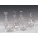 A collection of cut glass drinking wares, including 'Stuart'; and an Adderley part tea set including
