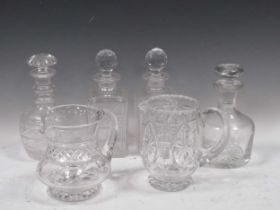 A collection of cut glass drinking wares, including 'Stuart'; and an Adderley part tea set including