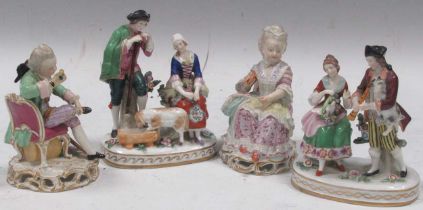 A pair of 19th century Meissen figures of a Lady and Gentleman, together with a pair of Samson