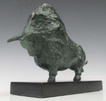 A bronzed metal model of Taurus the bull after Picasso, 19cm high excluding plinth base