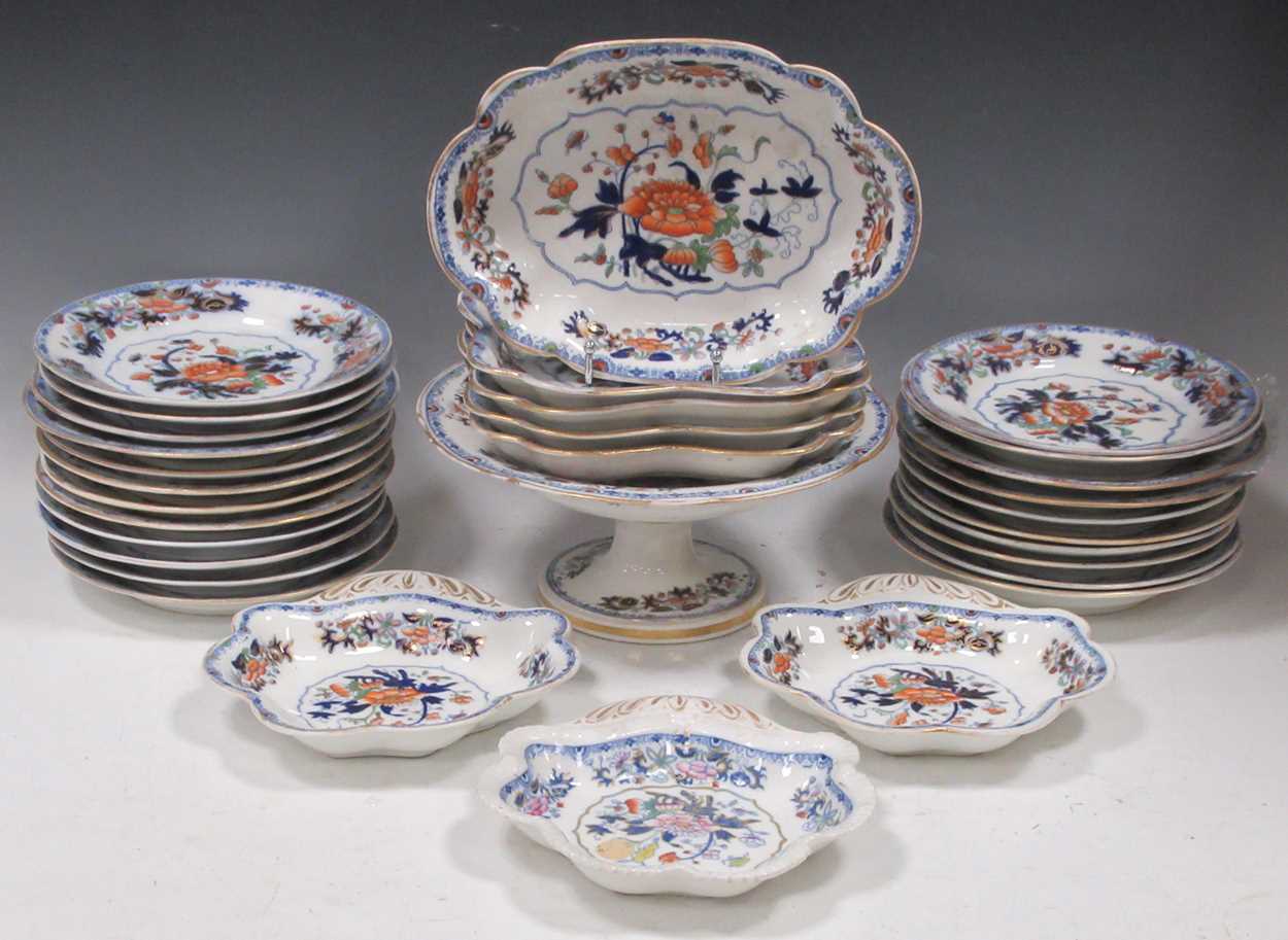 A Grainger's Worcester part imari dessert service, circa 1820, decorated with central peony