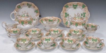 A part Alcock tea and coffee service, circa 1845, decorated with fruiting vine and apricot ground