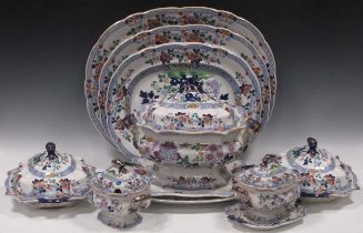 A Staffordshire ironstone part dinner service, circa 1830 attributed to Hicks and Meigh, printed